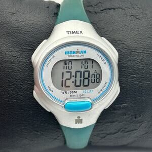 Timex Ironman Triathlon Digital Watch in Teal and Silver